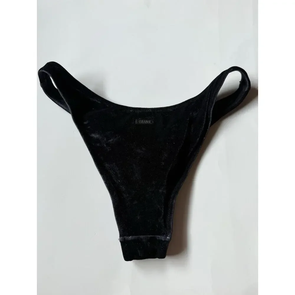 Triangl Black Velvet Bikini Bottoms Women’s Size M Swimwear High Cut